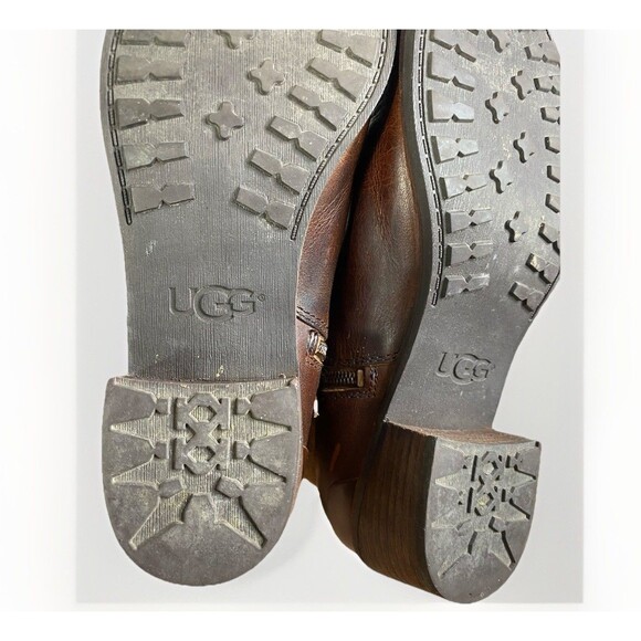 UGG Penelope Genuine Leather Sz 8.5 Women Zip Brown S/N 1008710 Ankle Boots - Picture 10 of 10